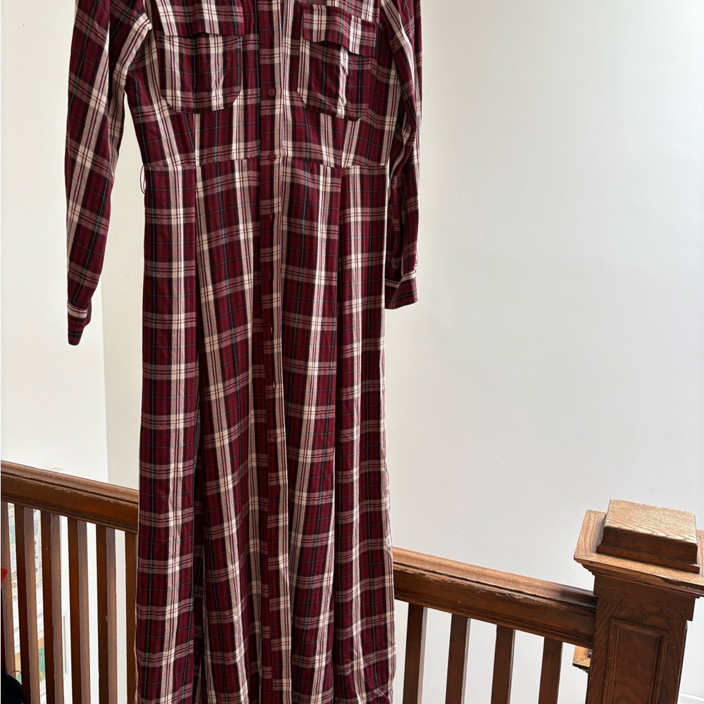 Plaid Long Sleeve Maxi Dress
